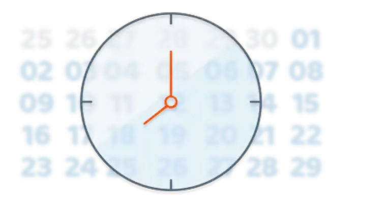 Clock showing time remaining on a trademark filing calendar