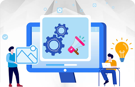Illustration of a team maintaining a digital brand system