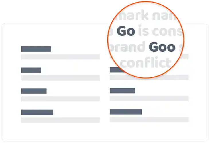 Trademark search results showing a possible brand conflict